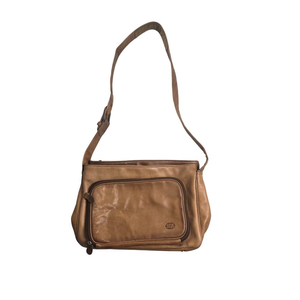 SAS‎ Brown Leather Handbag Shoulder Purse Crossbody made in USA, Vintage